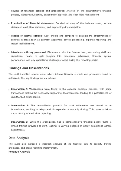 Free Financial Internal Audit Report Template to Edit Online