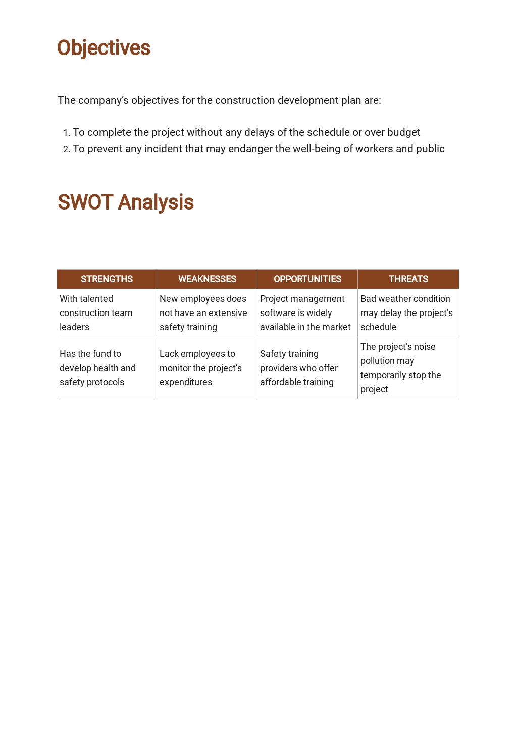 Simple Construction Plan Template [Free PDF] - Word | Apple Pages ...