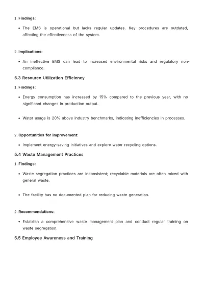 Free Environmental Internal Audit Report Template to Edit Online