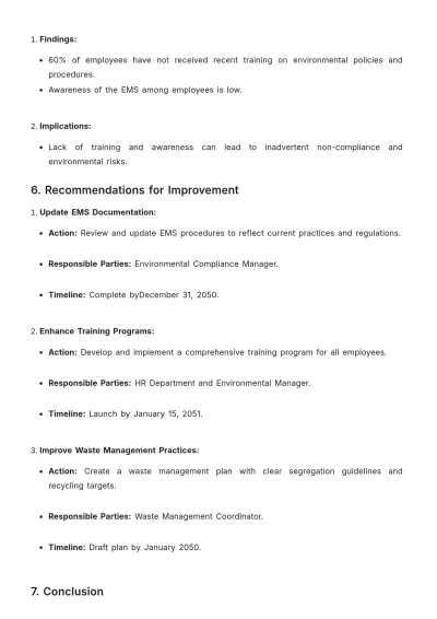 Free Environmental Internal Audit Report Template to Edit Online