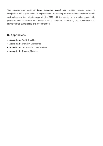Free Environmental Internal Audit Report Template to Edit Online