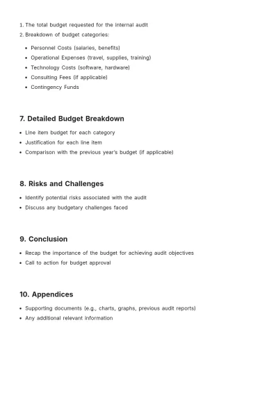 Free Internal Audit Budget Outline Report Template to Edit Online