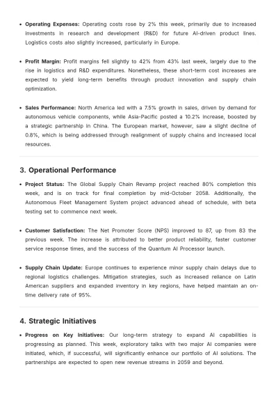 Free Weekly Executive Summary Report Template to Edit Online