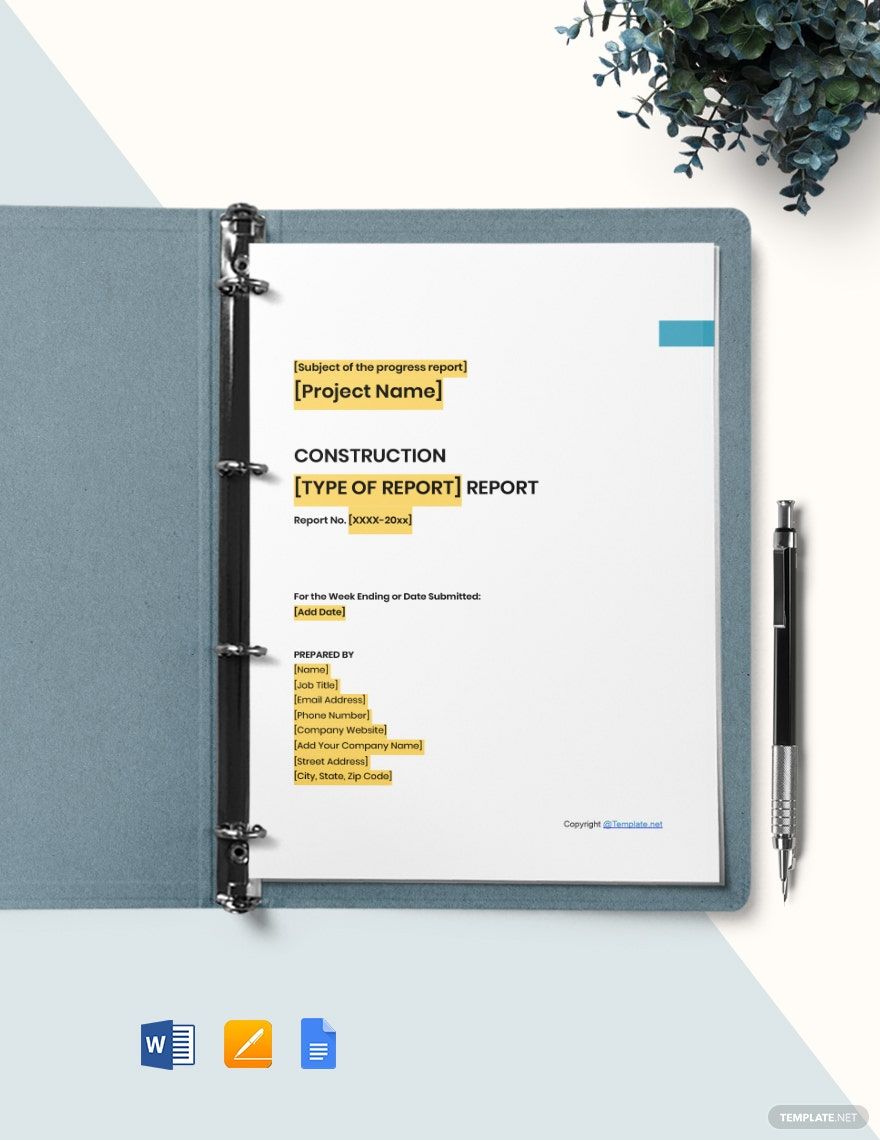 Blank Construction Report Template