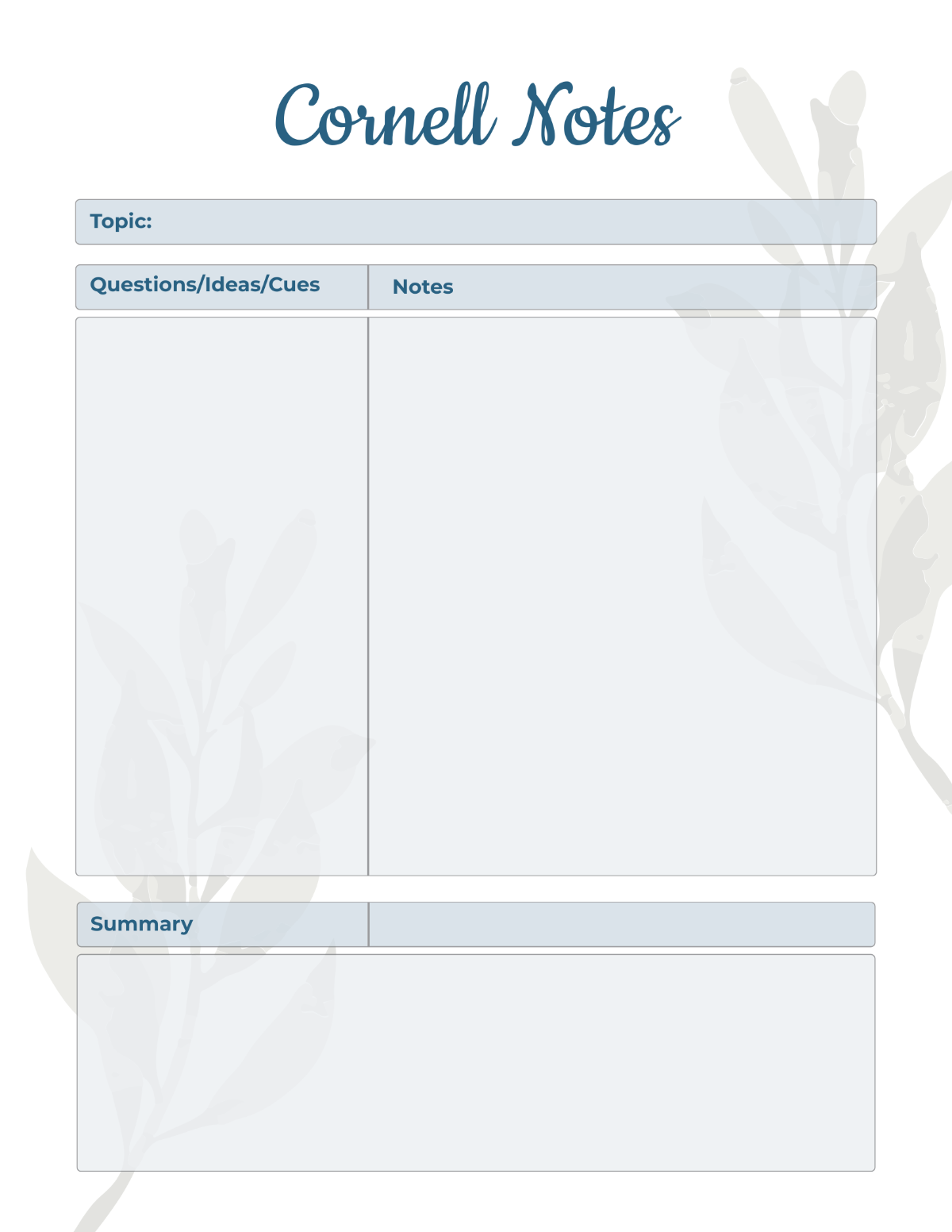 Design Cornell Note Template