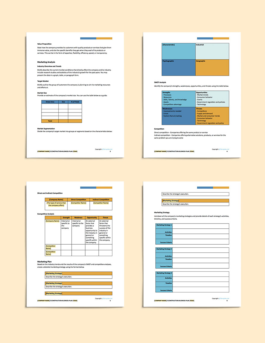 General Construction Business Plan Template - Google Docs, Word, Apple ...
