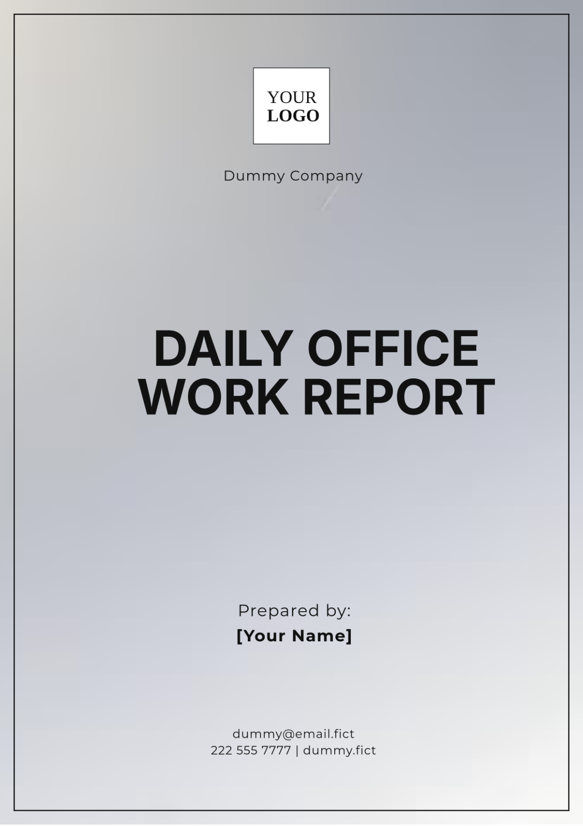 Daily Office Work Report Template