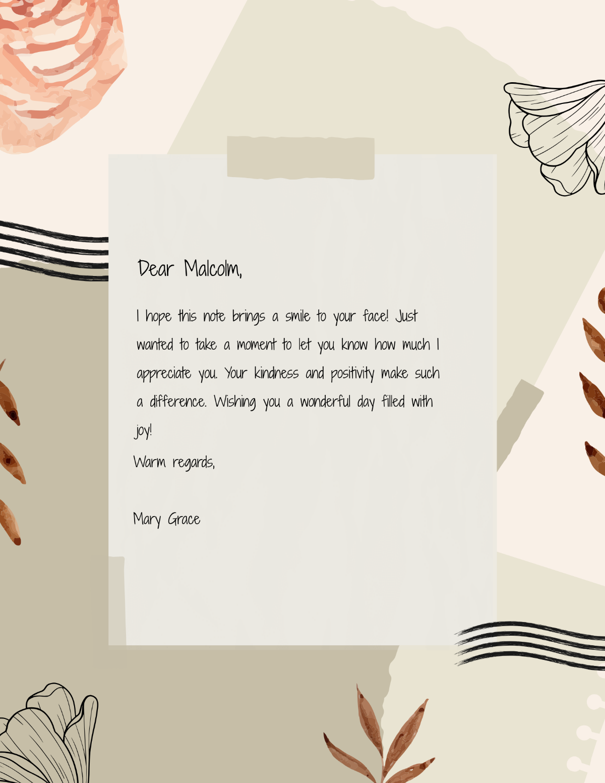 Handwritten Note Template