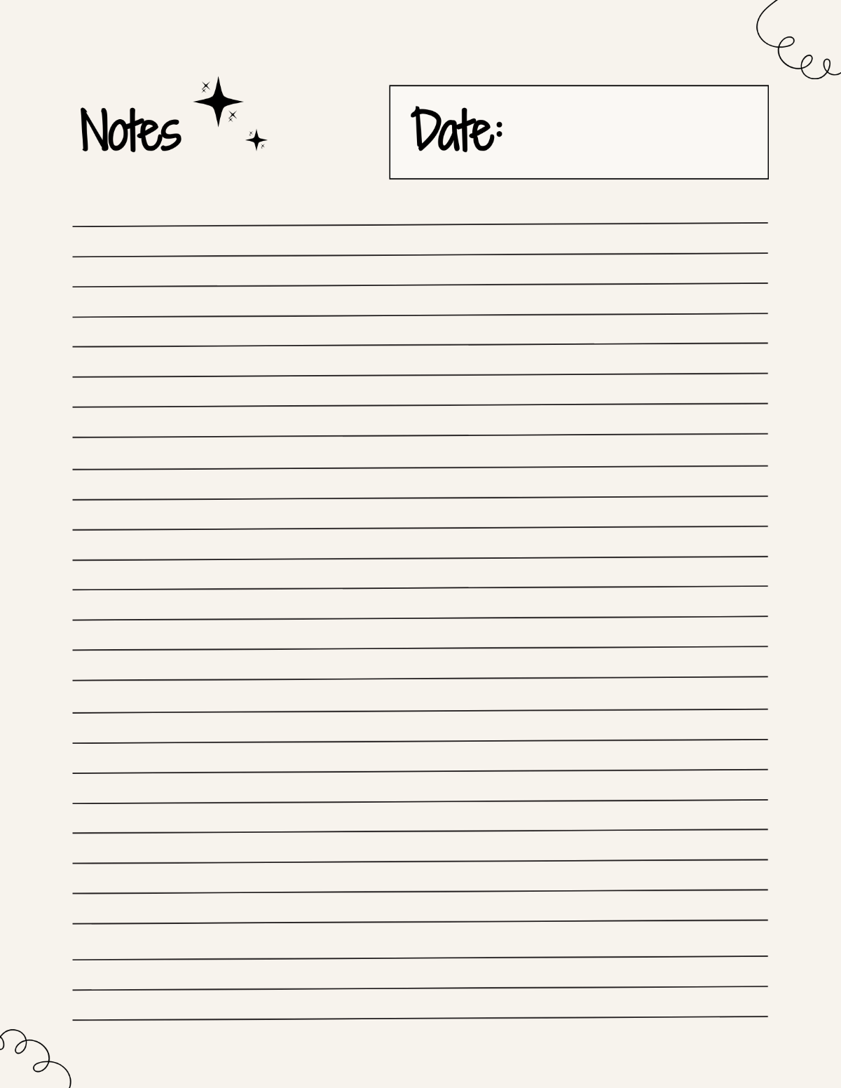 Lined Paper Note Template