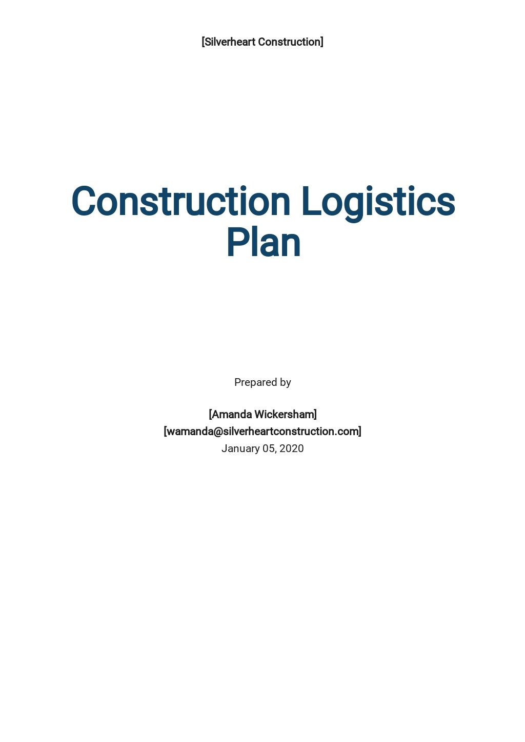Construction Logistics Plan Template