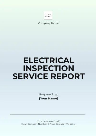 Free Electrical Inspection Service Report Template to Edit Online