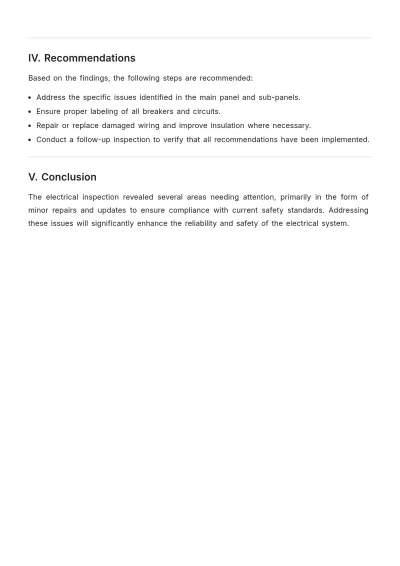 Free Electrical Inspection Service Report Template to Edit Online