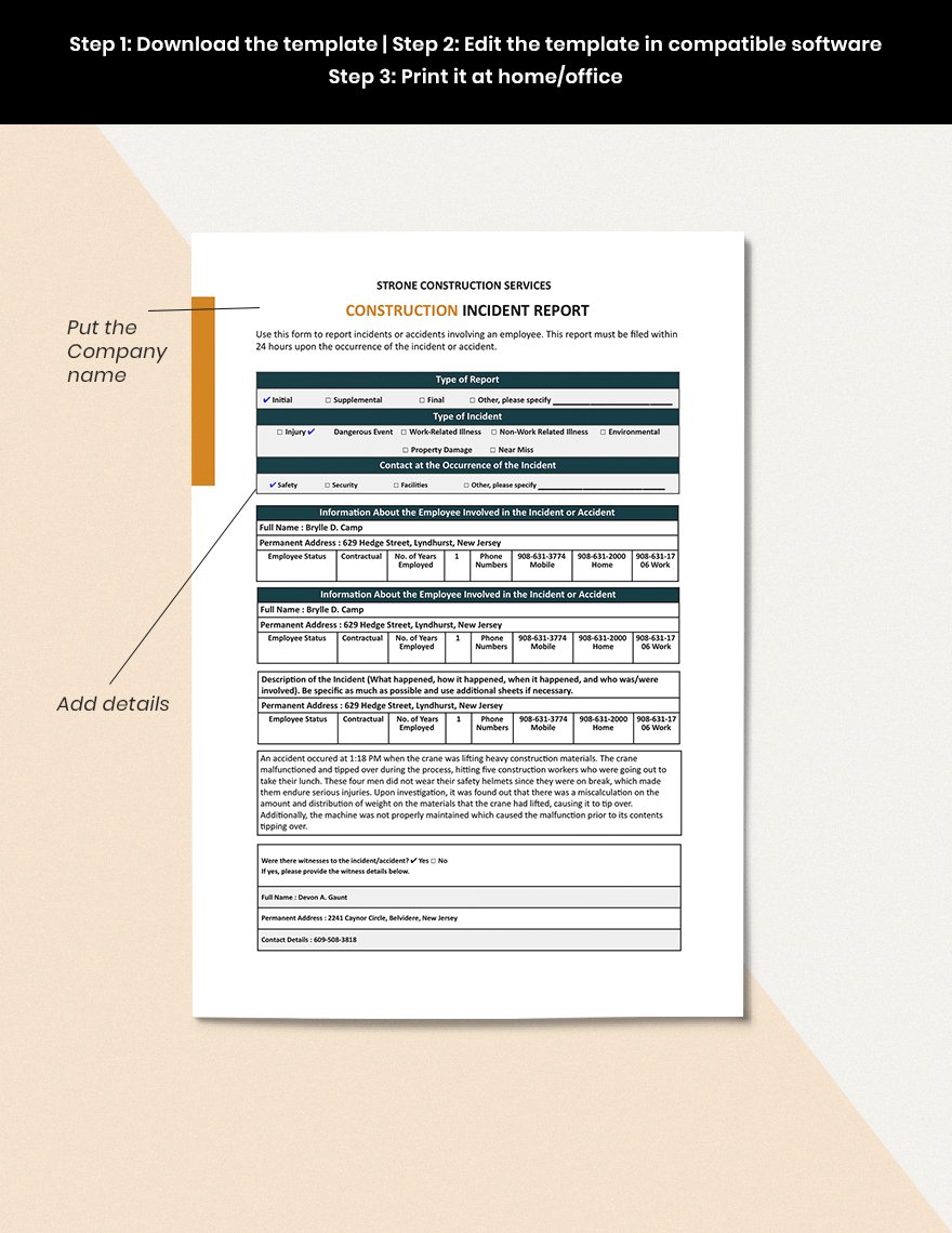Investigation Report Template Instruction