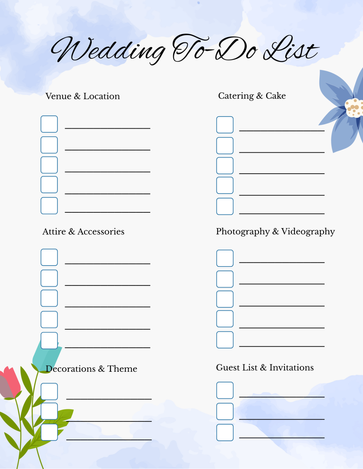 Wedding To Do List Template