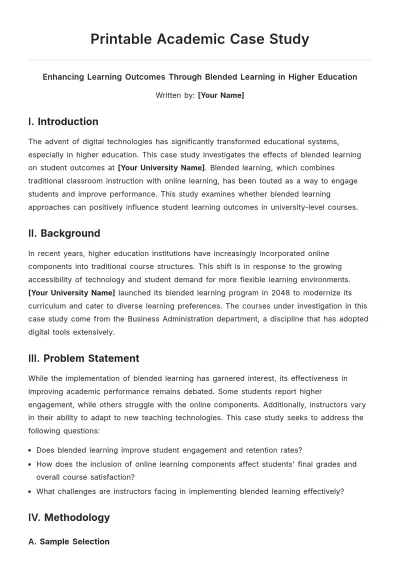 Free Printable Academic Case Study Template to Edit Online