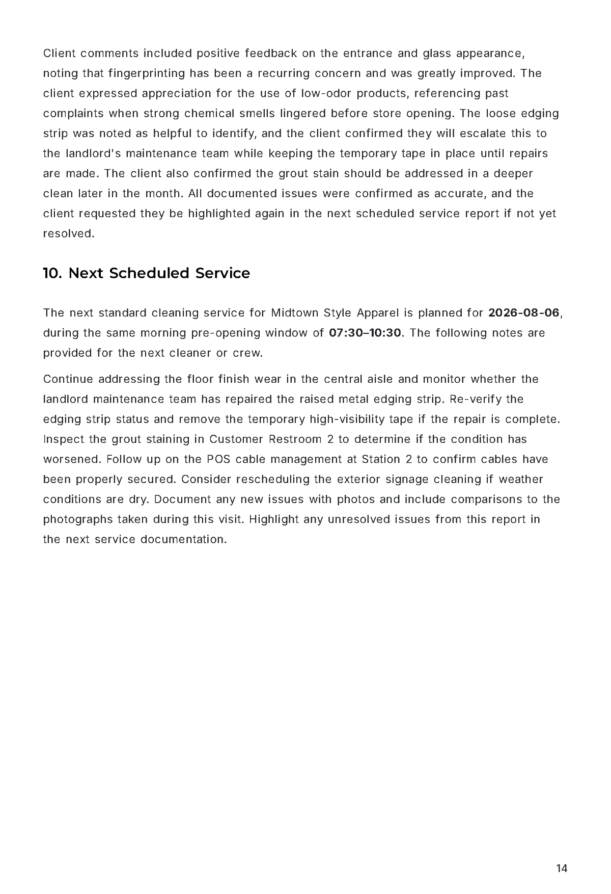 Free Cleaning Service Report Template to Edit Online