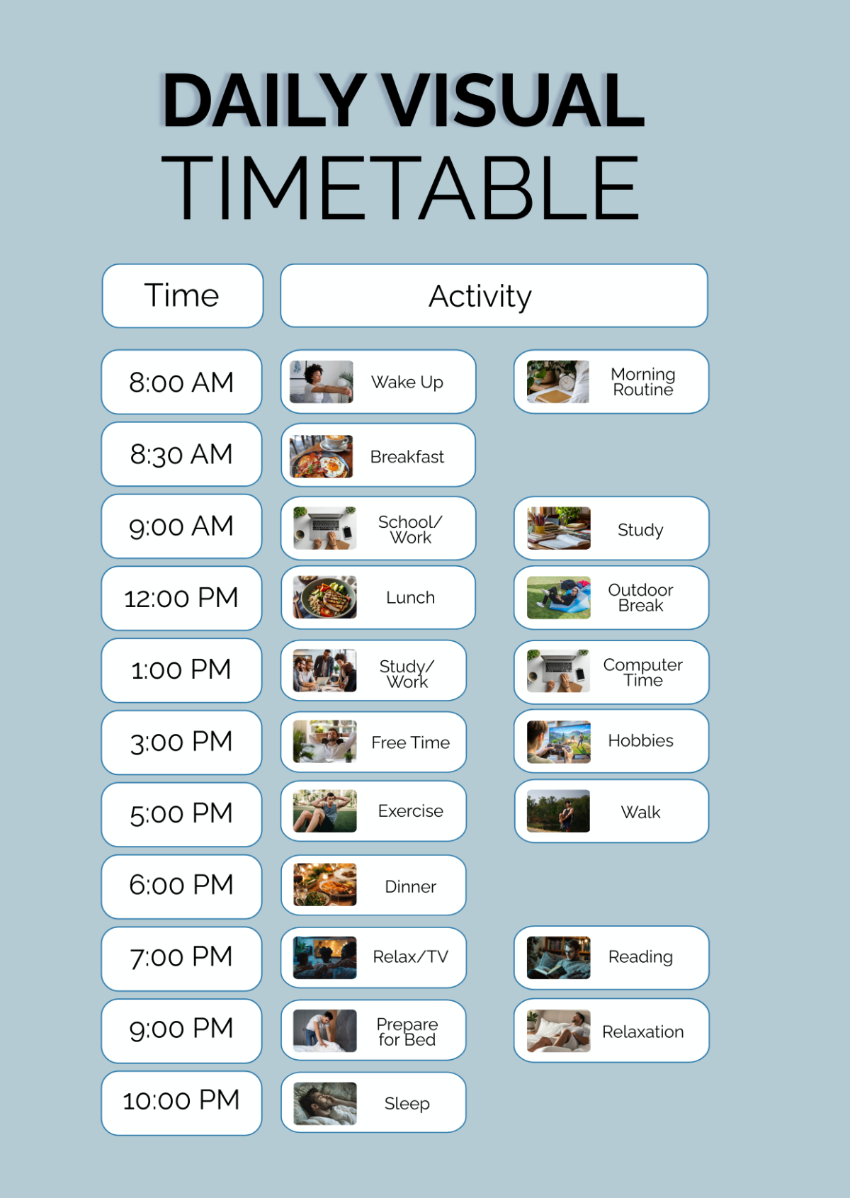 Visual Timetable Template - Edit Online & Download