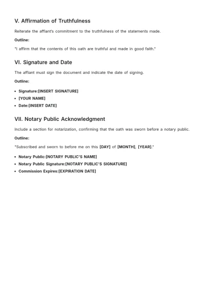 Free Written Oath Outline Template to Edit Online