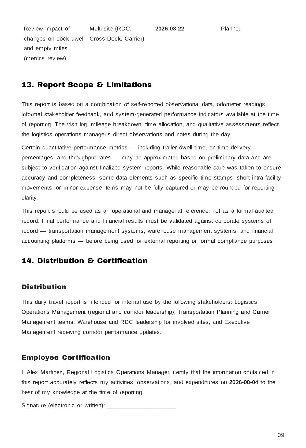 Free Daily Travel Report Template to Edit Online