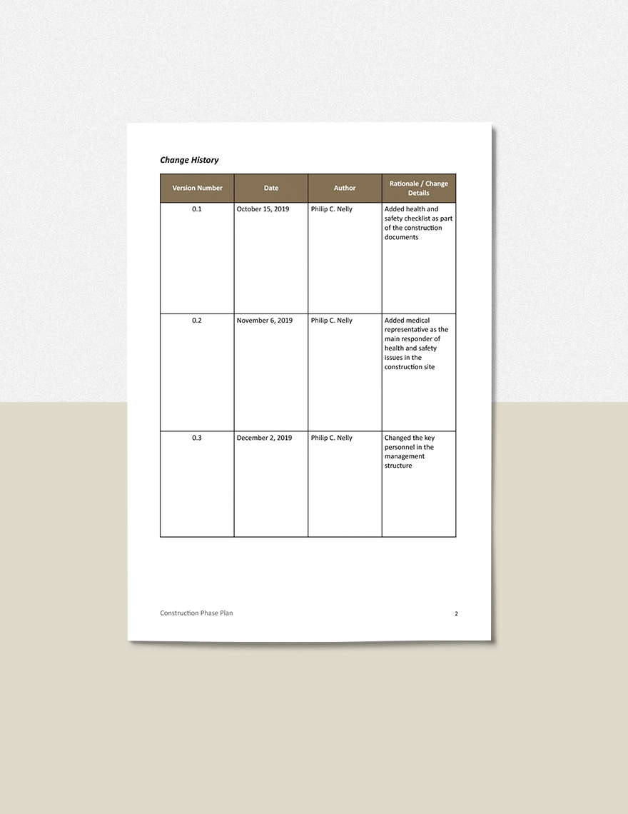 Construction Site Phase Plan Template