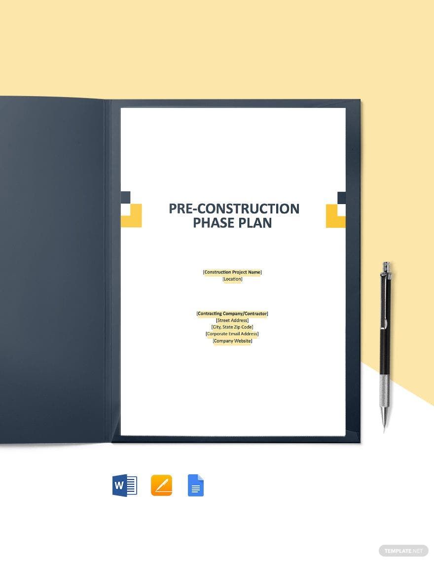 Pre Construction Phase Plan Template