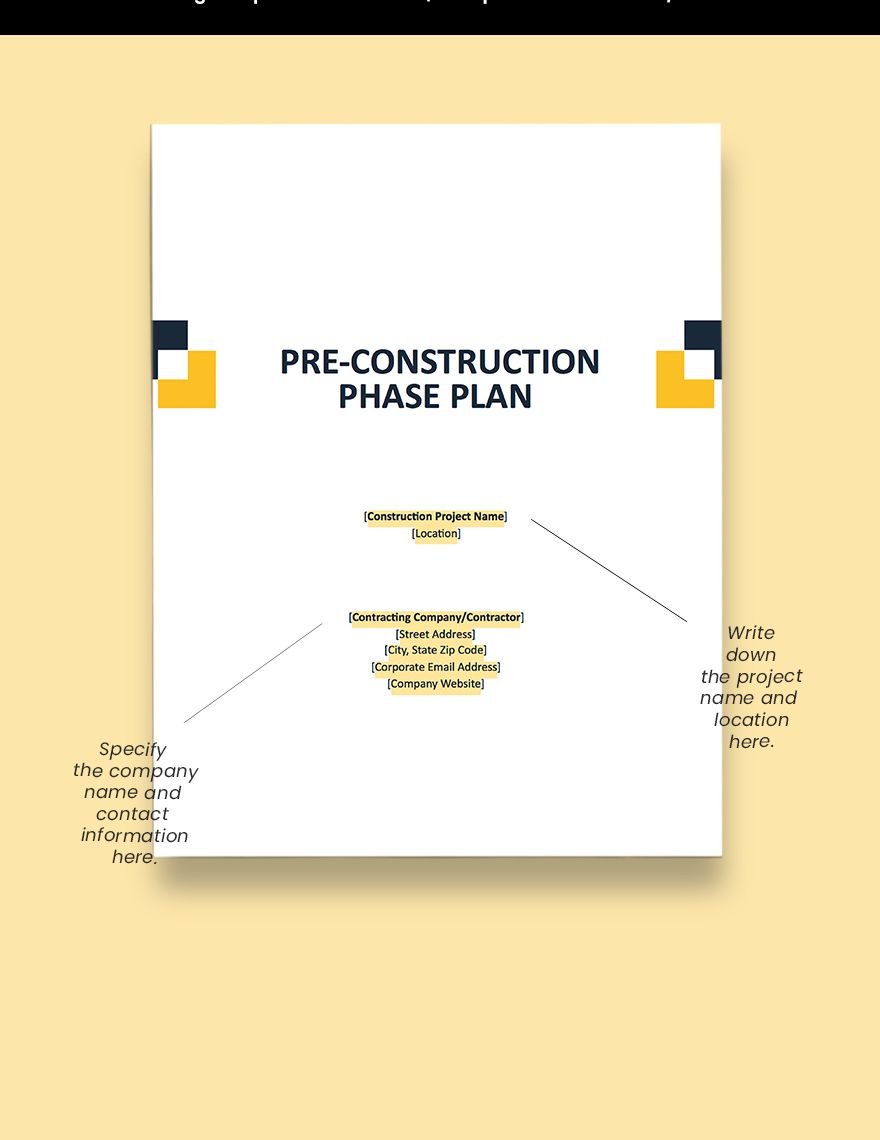 Pre Construction Phase Plan Template
