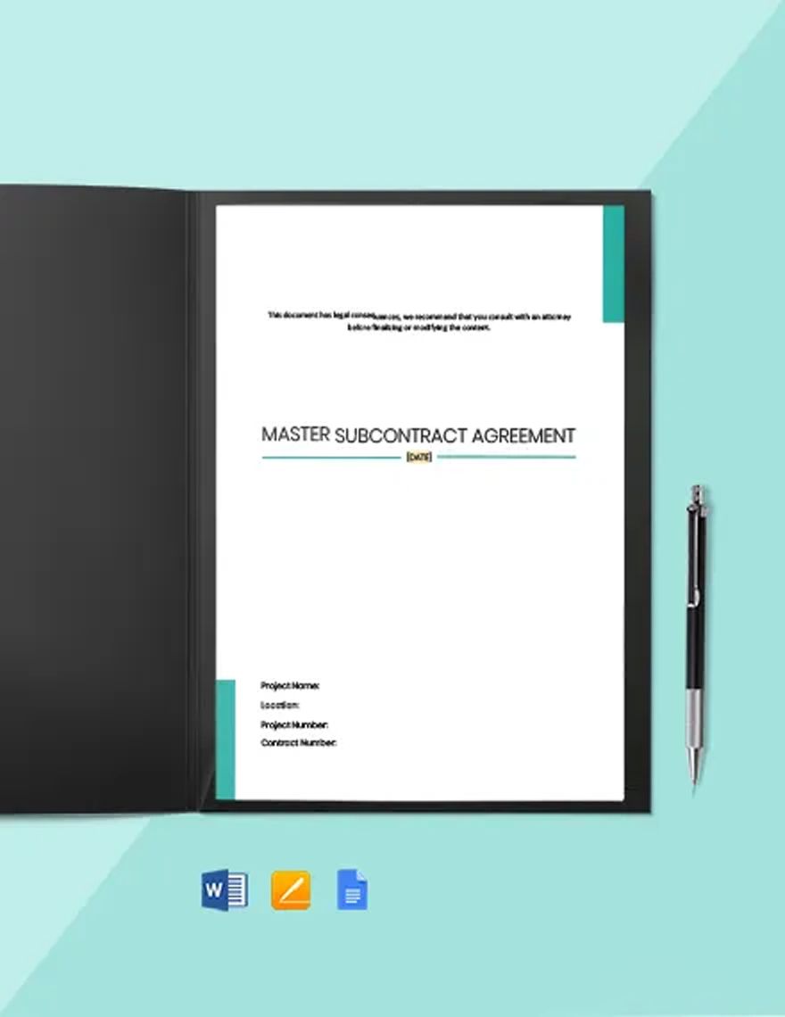Master Agreement Between Contractor and Subcontractor Template