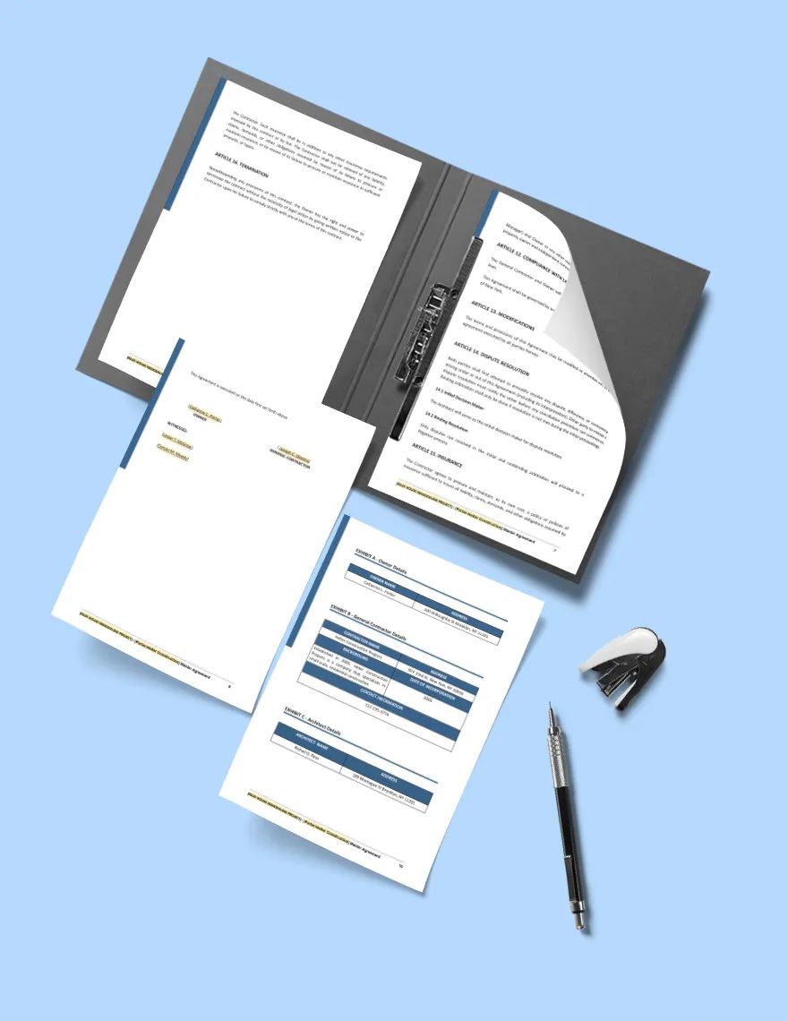 Master Agreement Between Owner and Contractor Template in Word, Pages ...