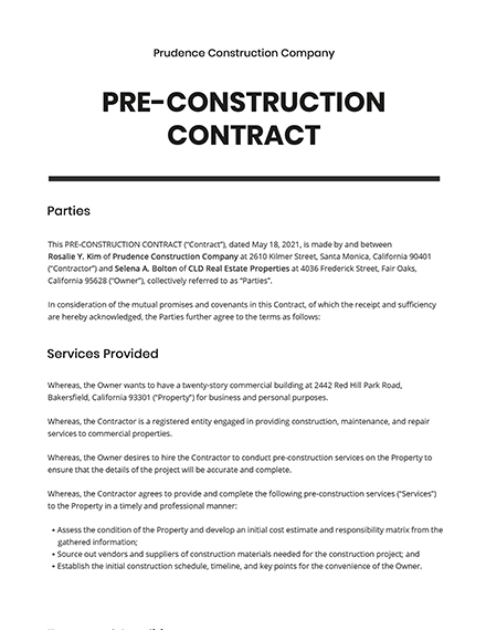 10 + Free Pre-Construction Templates - Microsoft Word (DOC) | Template.net