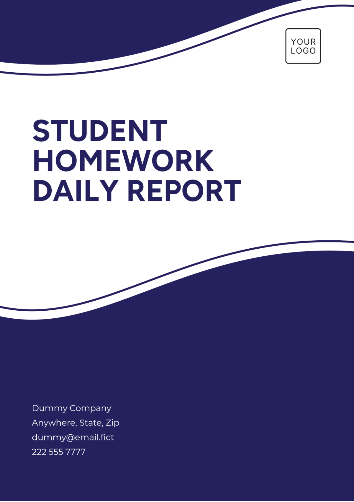 Student Homework Daily Report Template