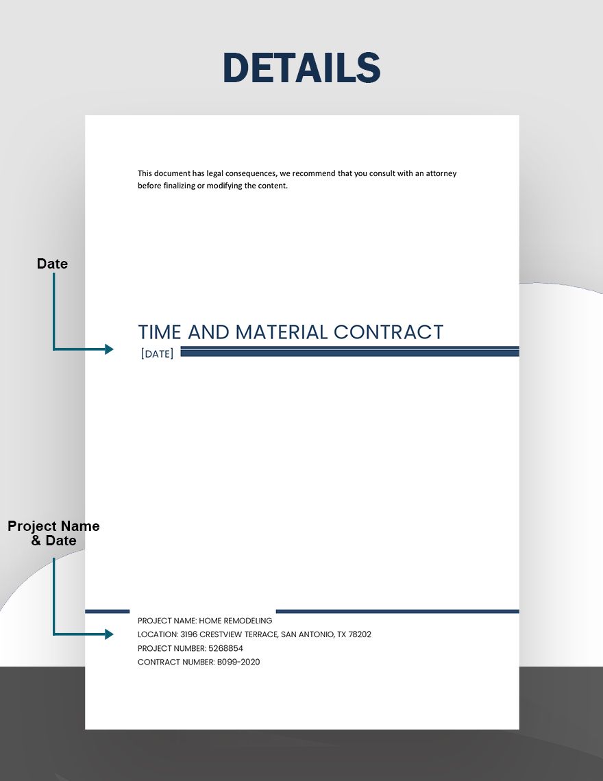 Time and Material Contract in Project Management Template