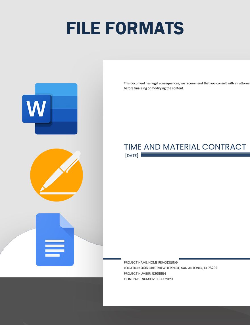 Time and Material Contract in Project Management Template