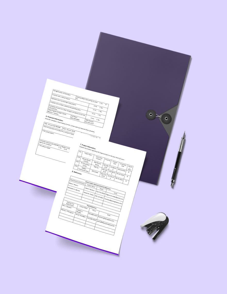 Subcontractor Qualification Form Template