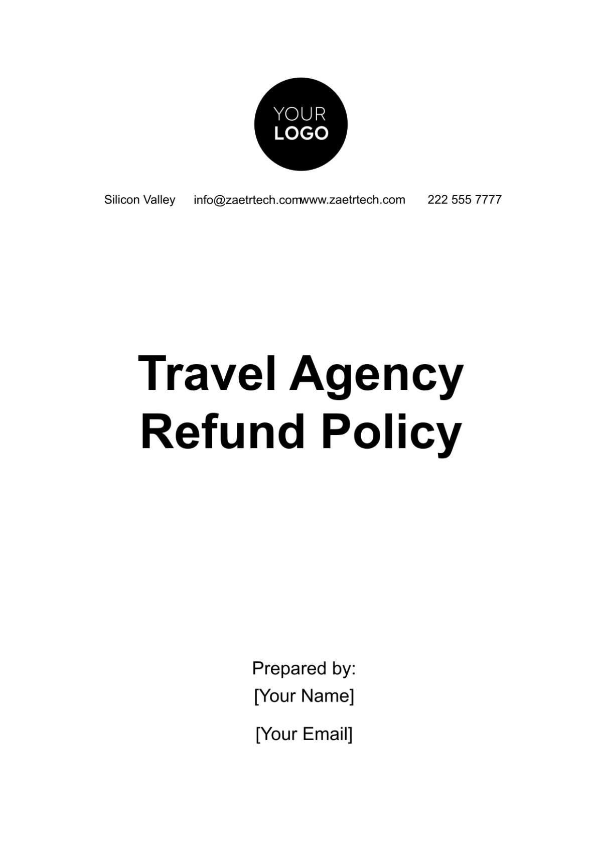 Travel Agency Refund Policy Template - Edit Online & Download