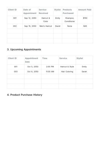 Free Hair Salon Client Tracker Template to Edit Online