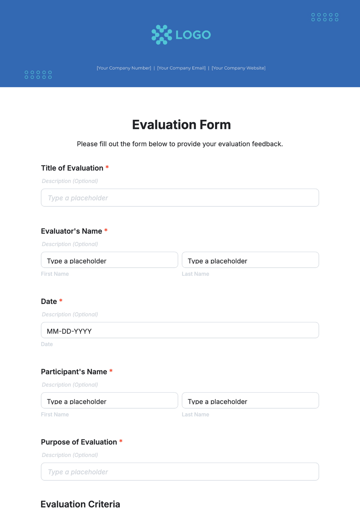 Evaluation Form Template