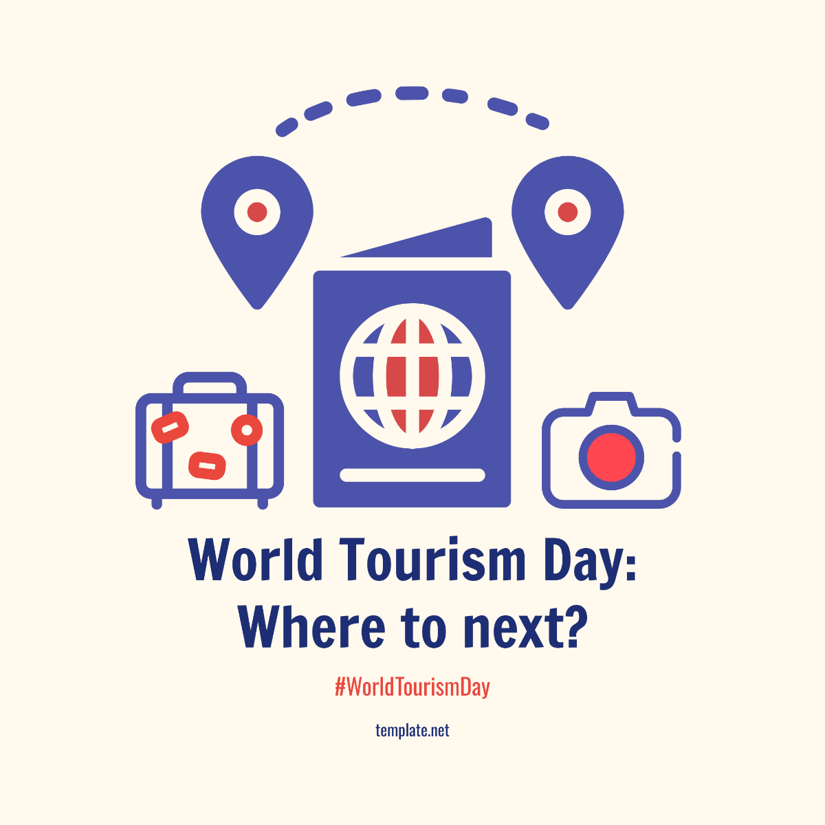 Minamalist World Tourism Day Instagram Post Template - Edit Online & Download