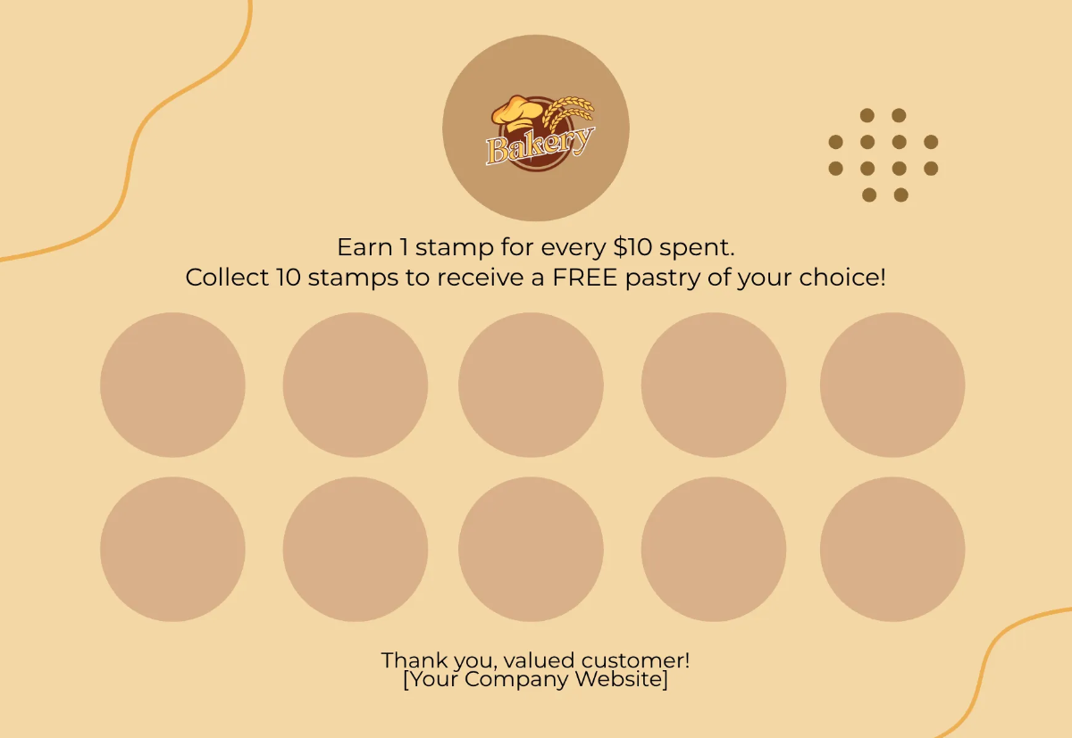 Free Bakery Loyalty Card Template to Edit Online
