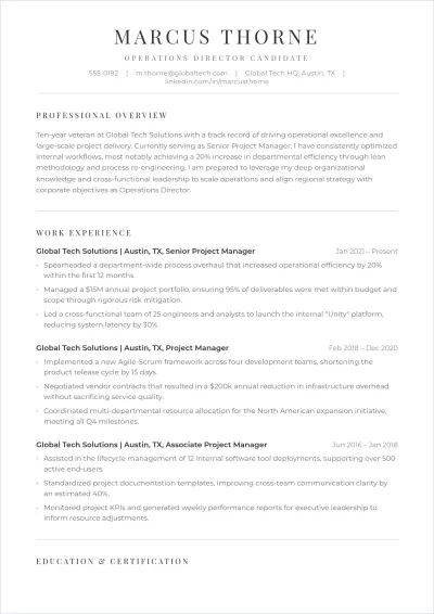 Free Sample Internal ATS Resume Template, AI Resume Builder