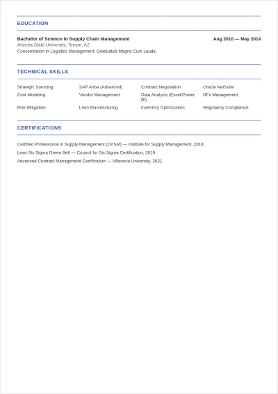 Free Internal Procurement ATS Resume Template, AI Resume Builder