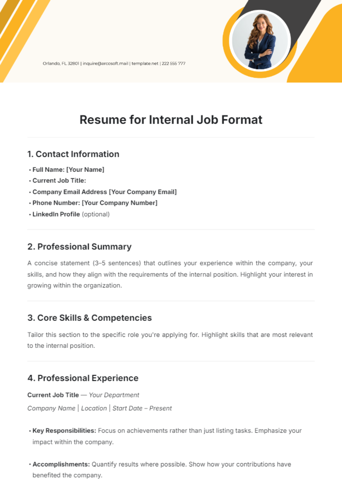 Resume for Internal Job Format Template - Edit Online & Download