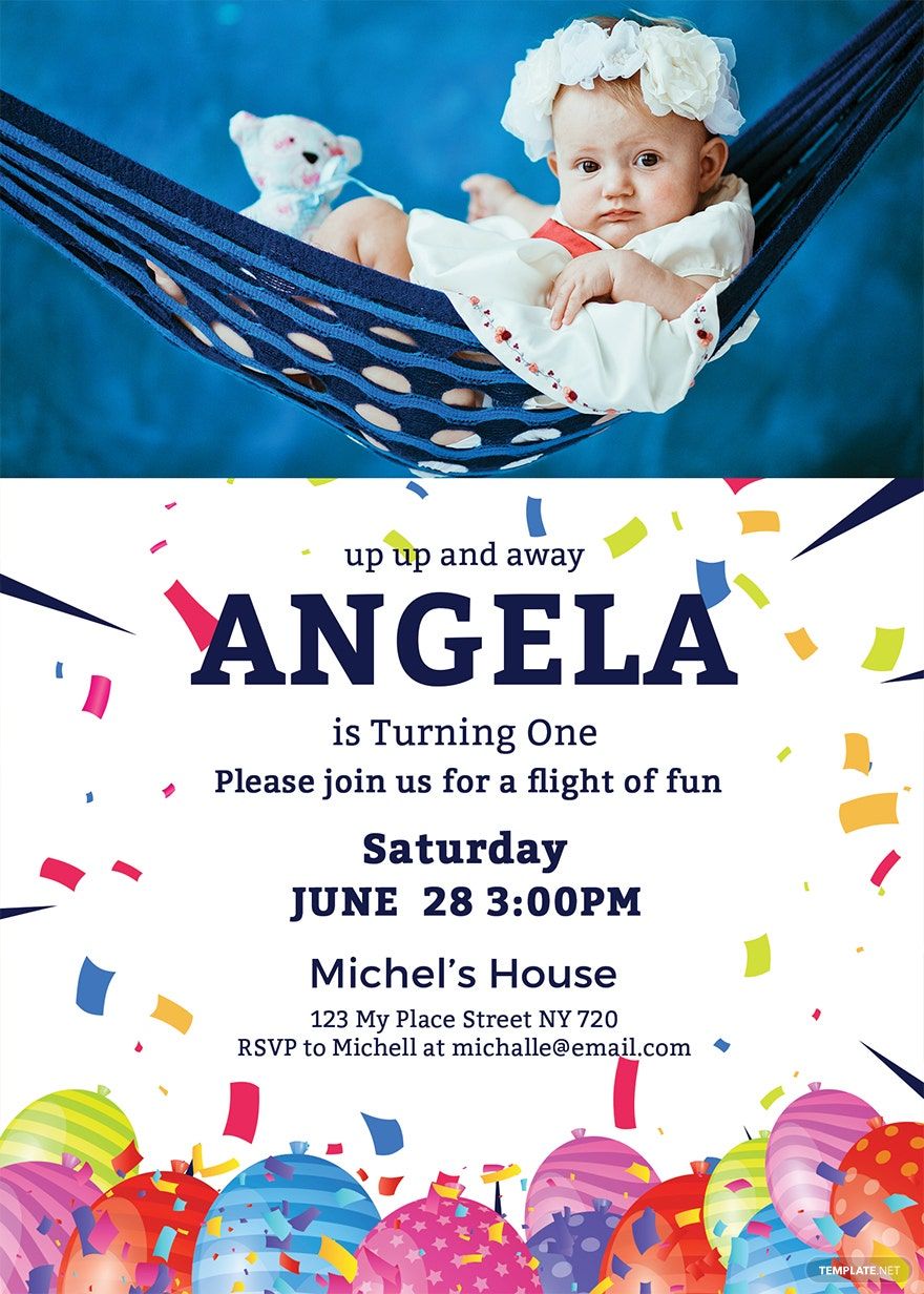 1st birthday invitation template photoshop free download