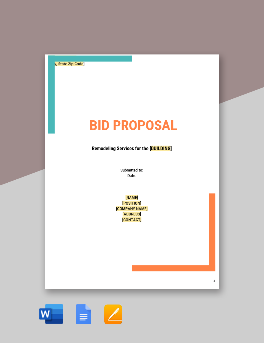 Construction Remodeling Bid Proposal Template