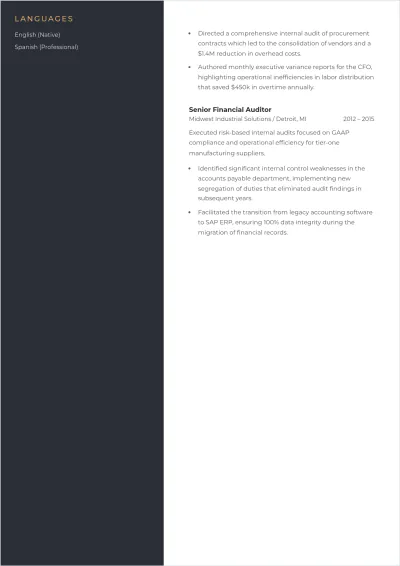 Free Internal Finance ATS Resume Template, AI Resume Builder
