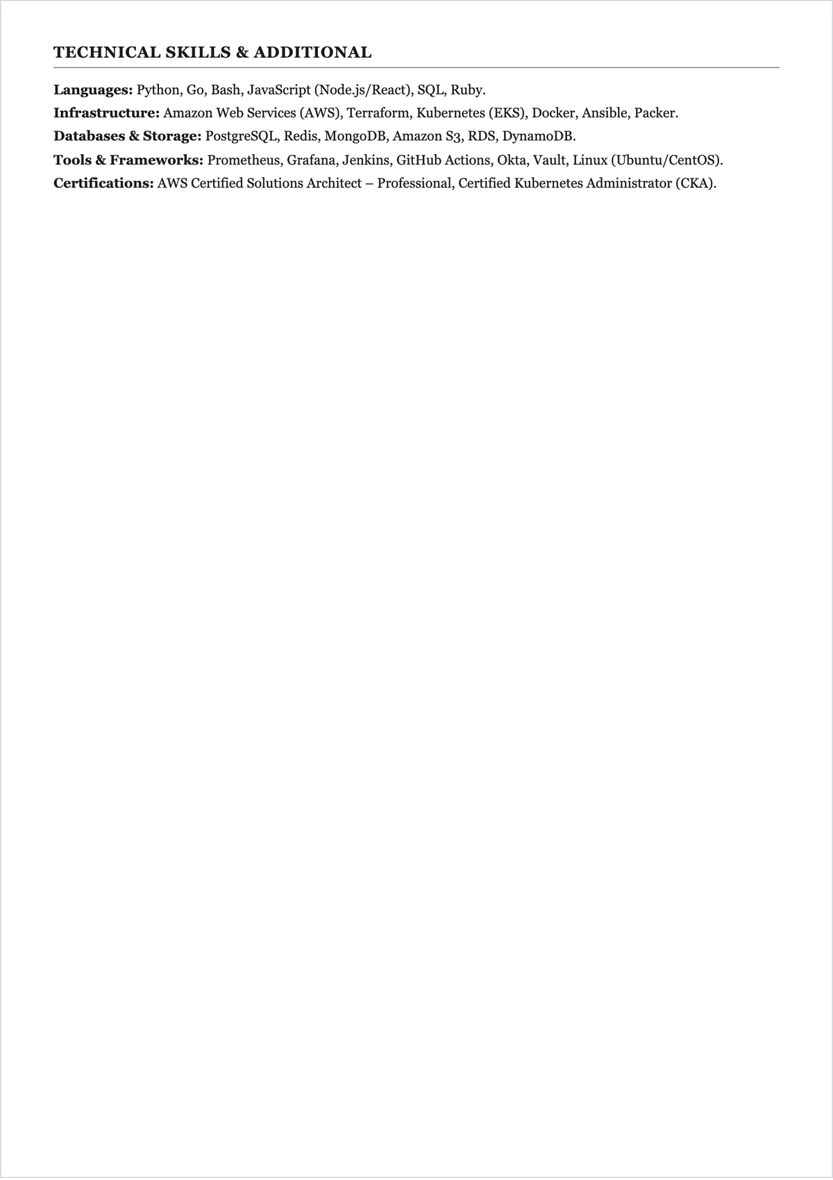 Free Internal Engineering ATS Resume Template, AI Resume Builder