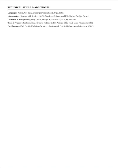 Free Internal Engineering ATS Resume Template, AI Resume Builder