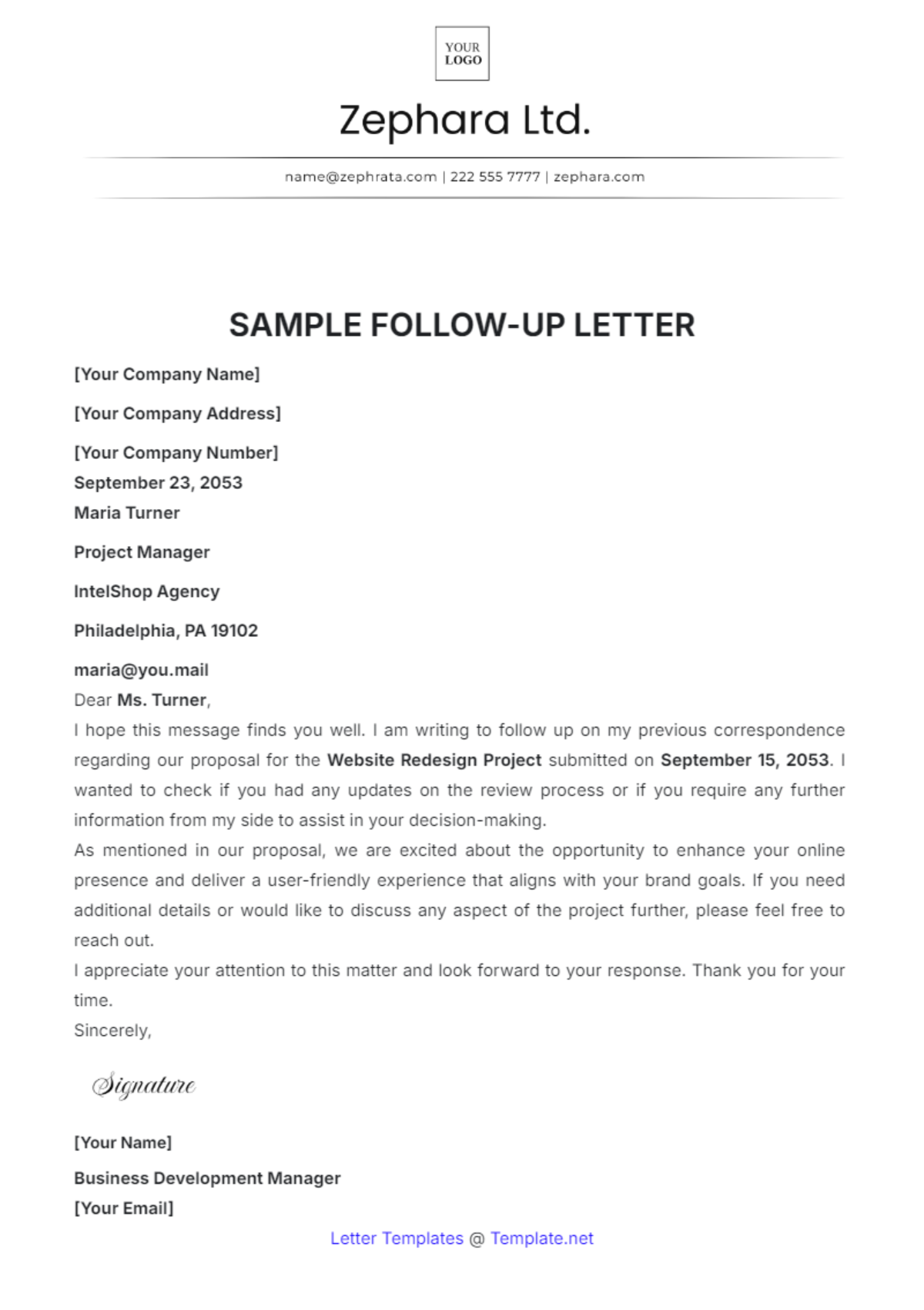 Sample Follow-Up Letter Template