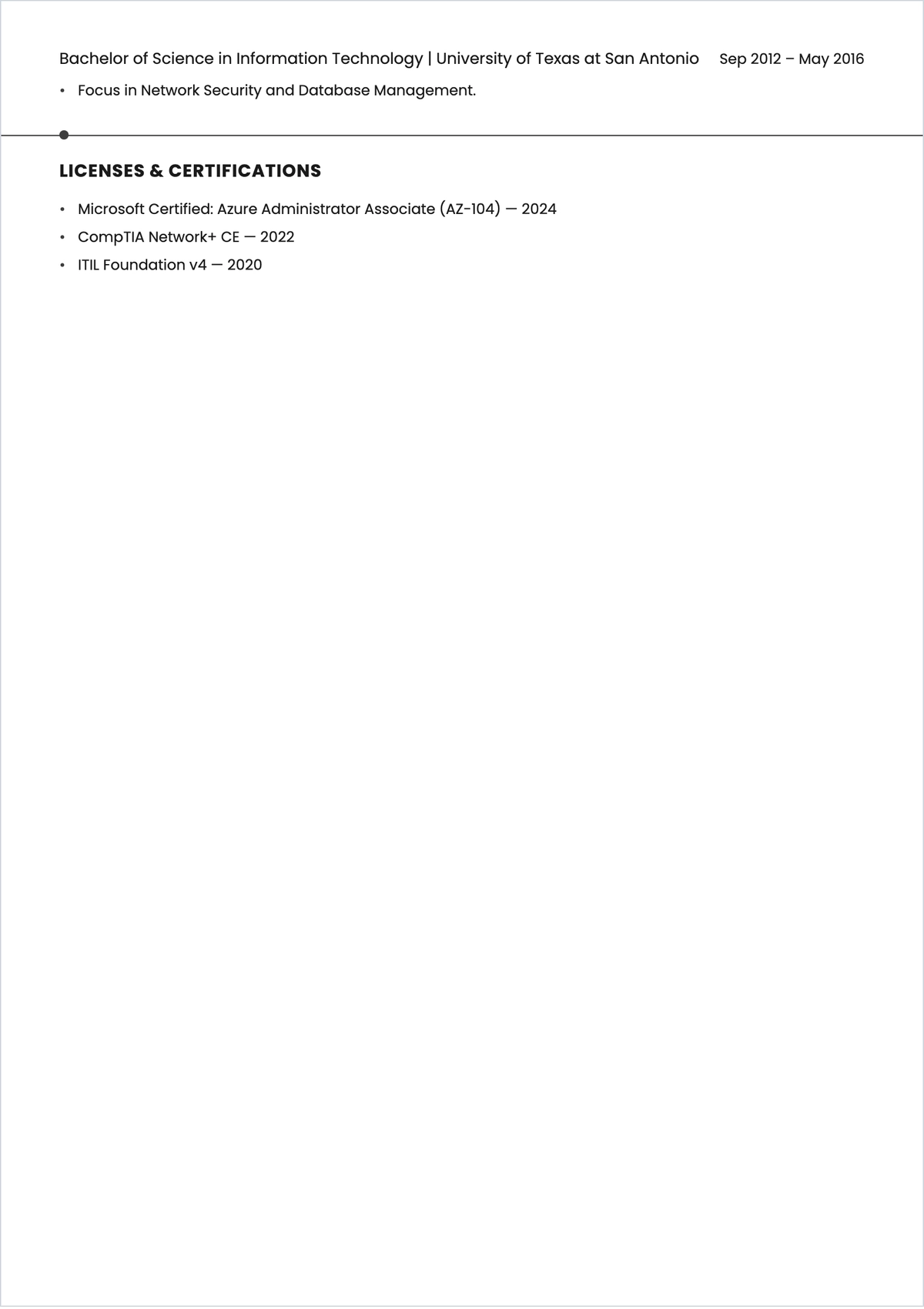 Free Internal Technical Role ATS Resume Template, AI Resume Builder
