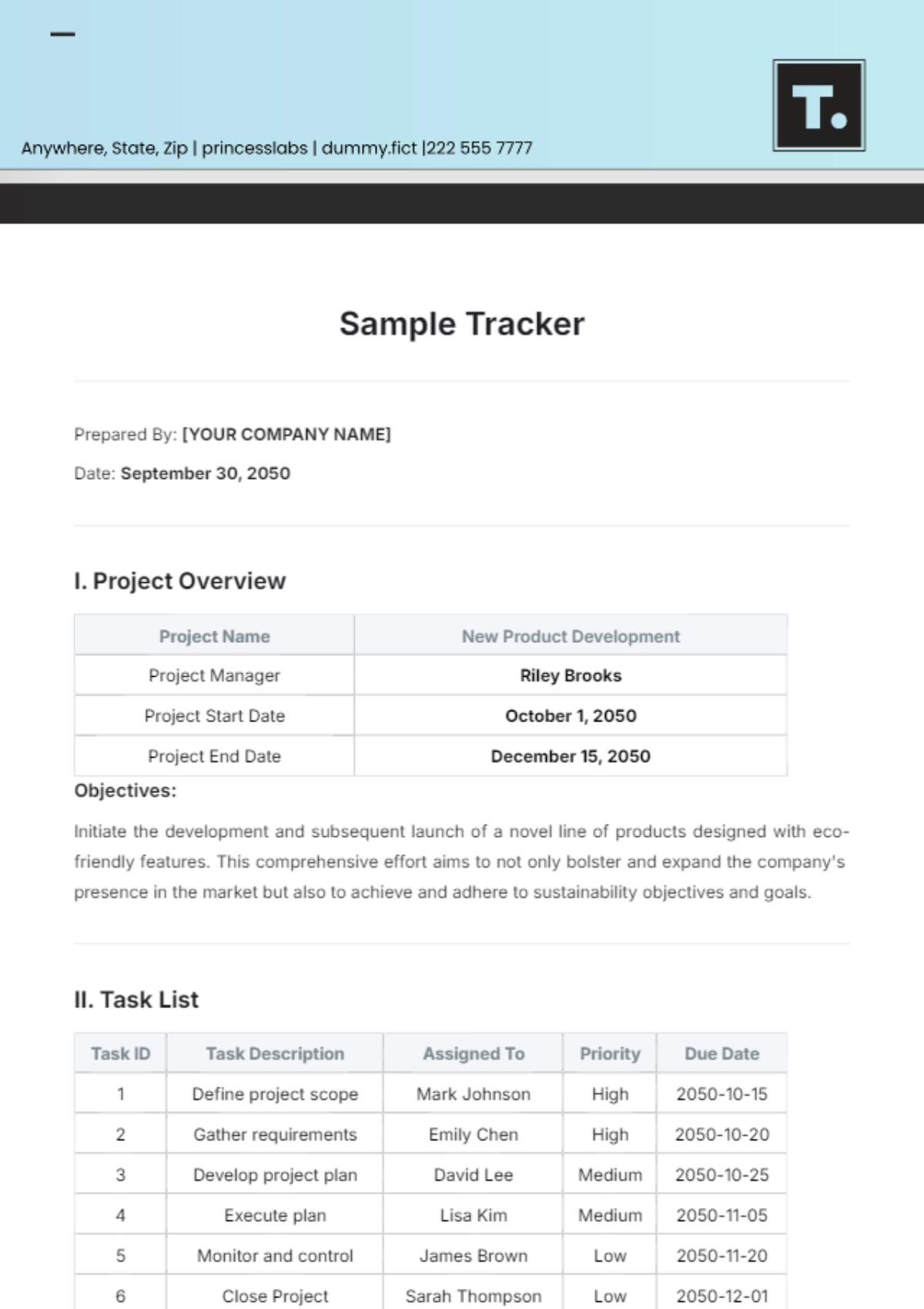 Sample Tracker Template