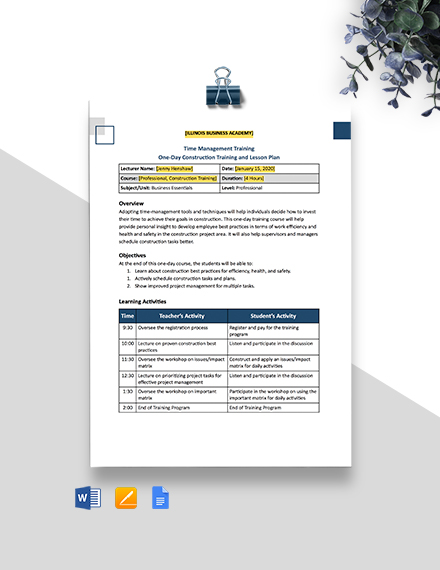 One Page Real Estate Business Plan Template Google Docs Word
